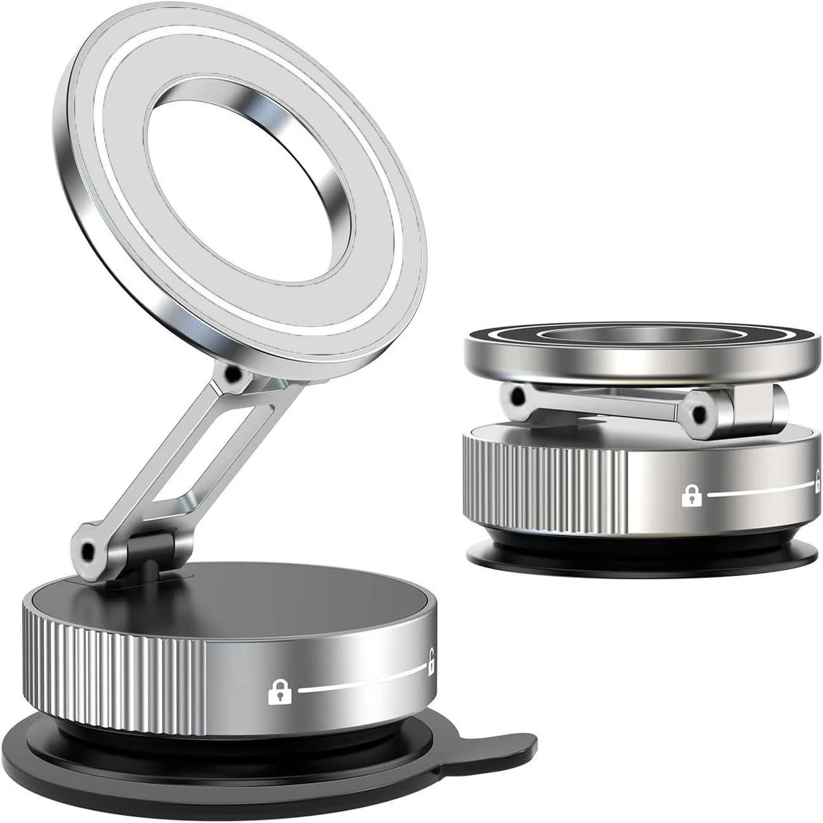 Upgraded Aluminum Alloy Nano Gel Vacuum Magnetic Phone Holder – 360° Rotating, 110LBS Strong Suction for Car, Kitchen & Smooth