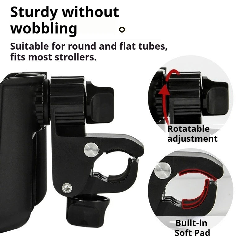 2-in-1 Universal Stroller Water Cup Holder With Phone Holder, Universal Bottle Holder For Wheelchair stroller Accessories