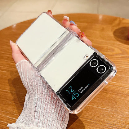 Clear Phone Case For Samsung Galaxy Z Flip 7 FE 6 5 4 Shockproof Folding Transparent Hard Cover For Samsung Z Flip5 Flip4 Flip3