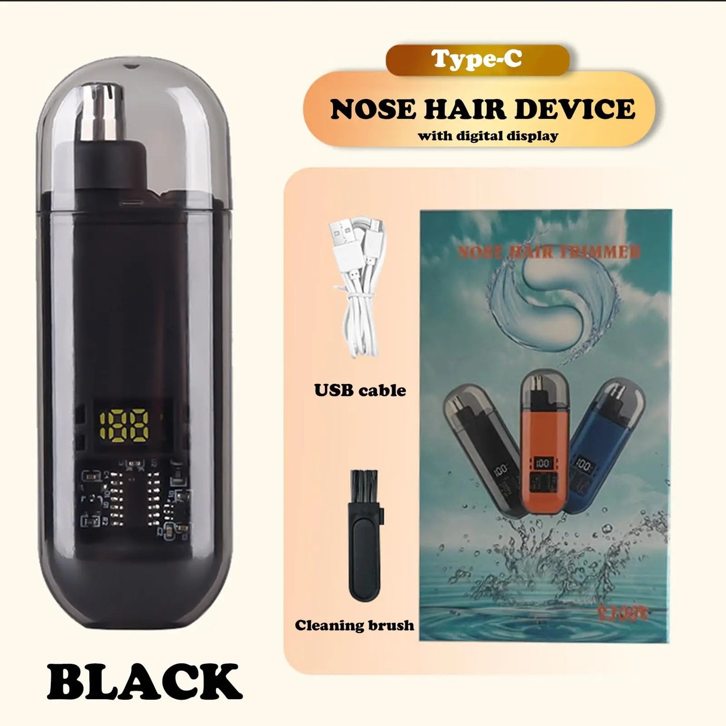 USB Rechargeable Nose and Ear Hair Trimmer for Men, Mini Portable Electric Clipper, Quick Charging, Low Noise, Compact, Washable