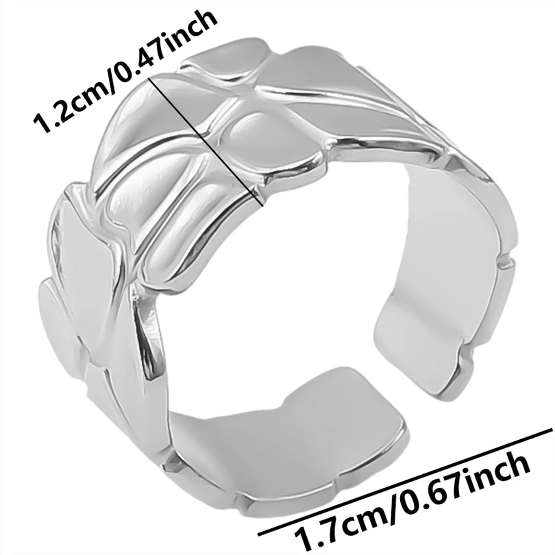 Stainless Steel Chunky Open Ring – Vintage Hollow Multi-Layer Design