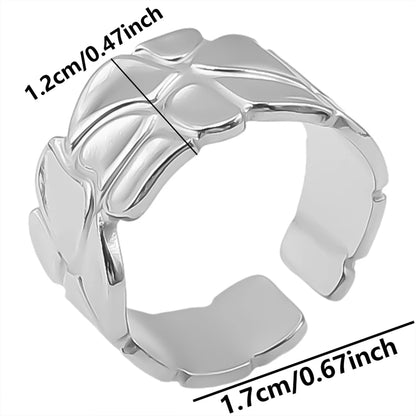 Stainless Steel Chunky Open Ring – Vintage Hollow Multi-Layer Design