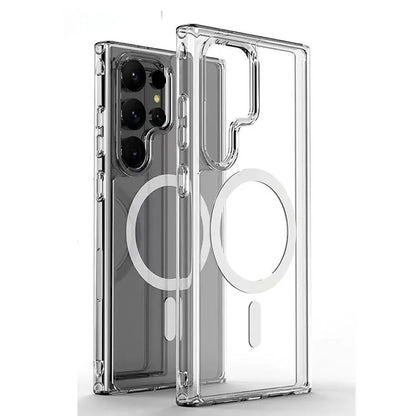 Transparent Shockproof Phone Case For Samsung Galaxy S26 S25 S24 S23 S22 S21 S20 Ultra Plus FE Magnetic Armor Cover