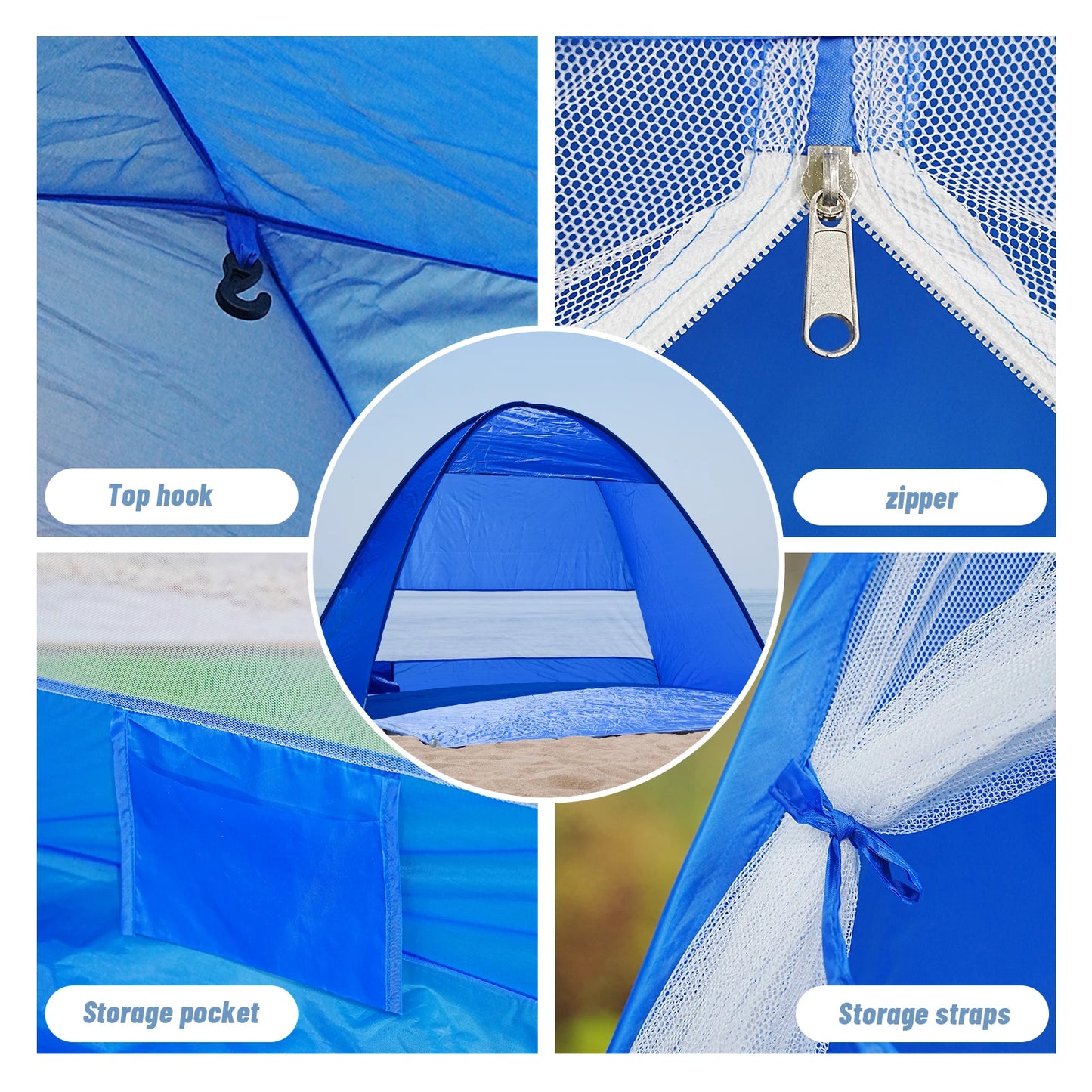 PAKICETUS Lightweight Pop Up Beach Tent with Carry Bag, Quick Setup Sun Shade Shelter Portable Outdoor Cabana Tent for Beach Vacation Outdoor Travel Lovers