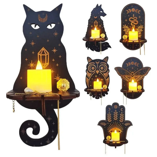 Wall Shelf Stone Wall Shelf Hand Wooden Display Stand Hanging Candle Holder Wall Decor Shelves  home decoration shelf decor