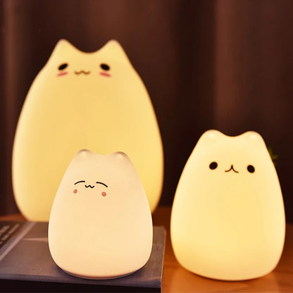Cat Touch Night Light — 7-Color Changing Bedside Lamp