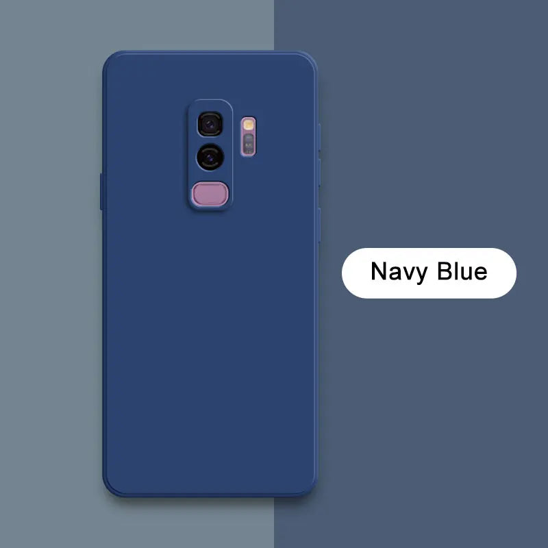 Square Liquid Silicone Back Cover for Samsung Galaxy S9 Plus Camera Protective Soft Shockproof Phone Case SamsungS9 S9Plus Funda