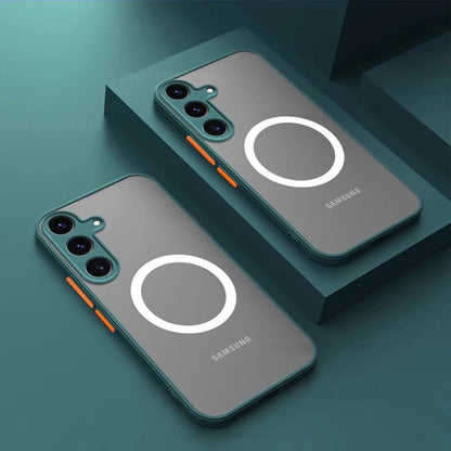 S26 S25 Ultra Plus Case Armor Matte Magnetic For Samsung Galaxy S26 S25 S24 S23 Ultra Plus Cases Frosted Wireless Charge Cover