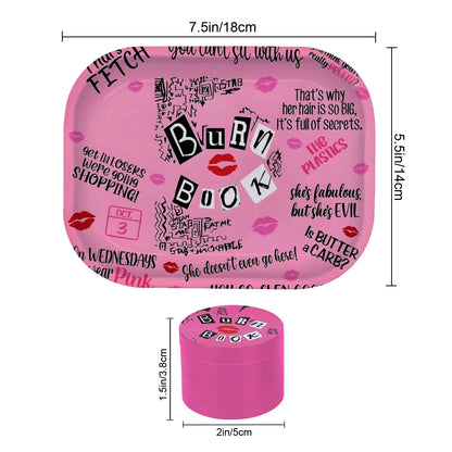 1/2 Pieces Pink Burn Book Grinder and Rolling Tray