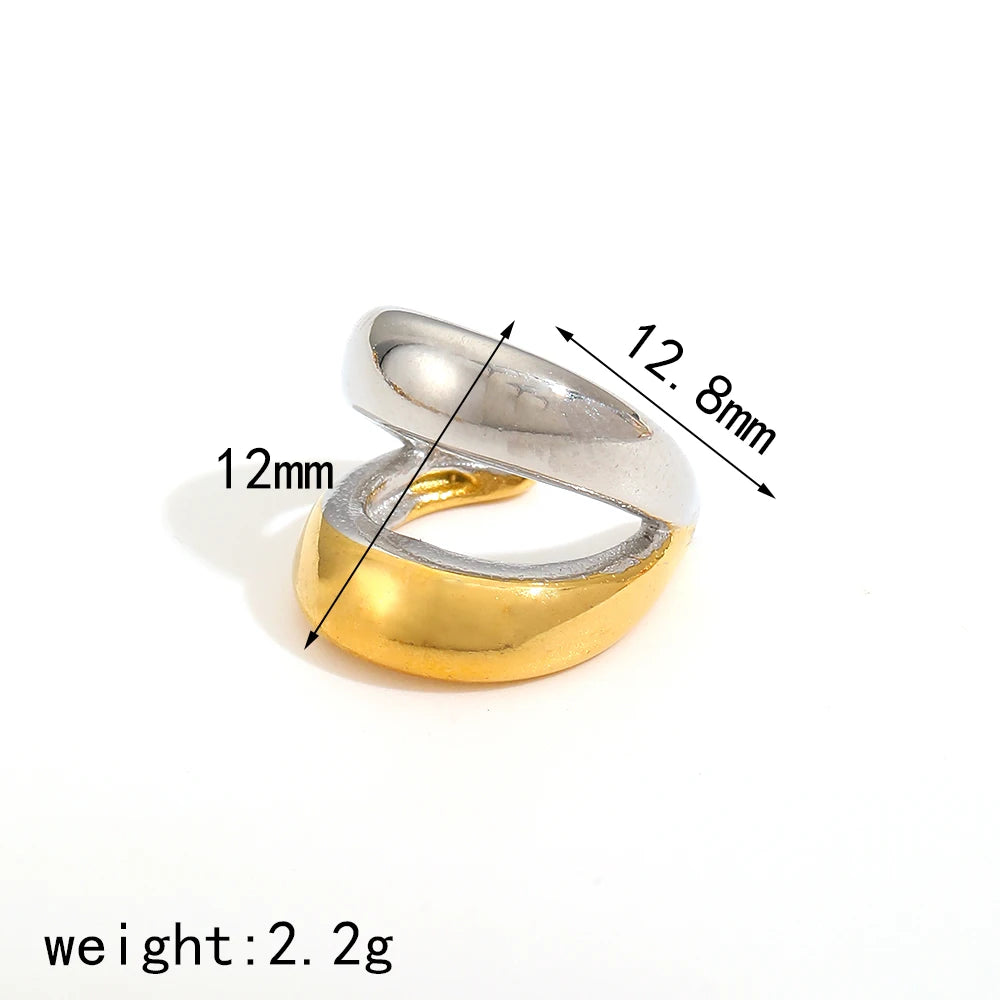 18K Gold Stainless Steel Multilayer Ear Clip – Waterproof Chunky Hoop