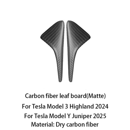 ABS Carbon Pattern Side Camera Cover For Tesla Model 3 Highland 2024 Model Y Juniper 2026 ABS Leaf Board Sticker Accessories