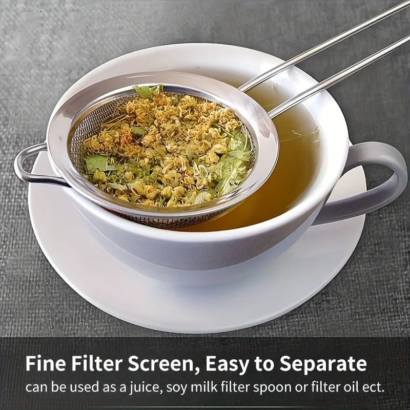 3pcs Fine Mesh Strainers Set Stainless Steel Multipurpose Flour Sieve  Sifter With Handle Perfect For tea Flour Egg Kitchen Tool
