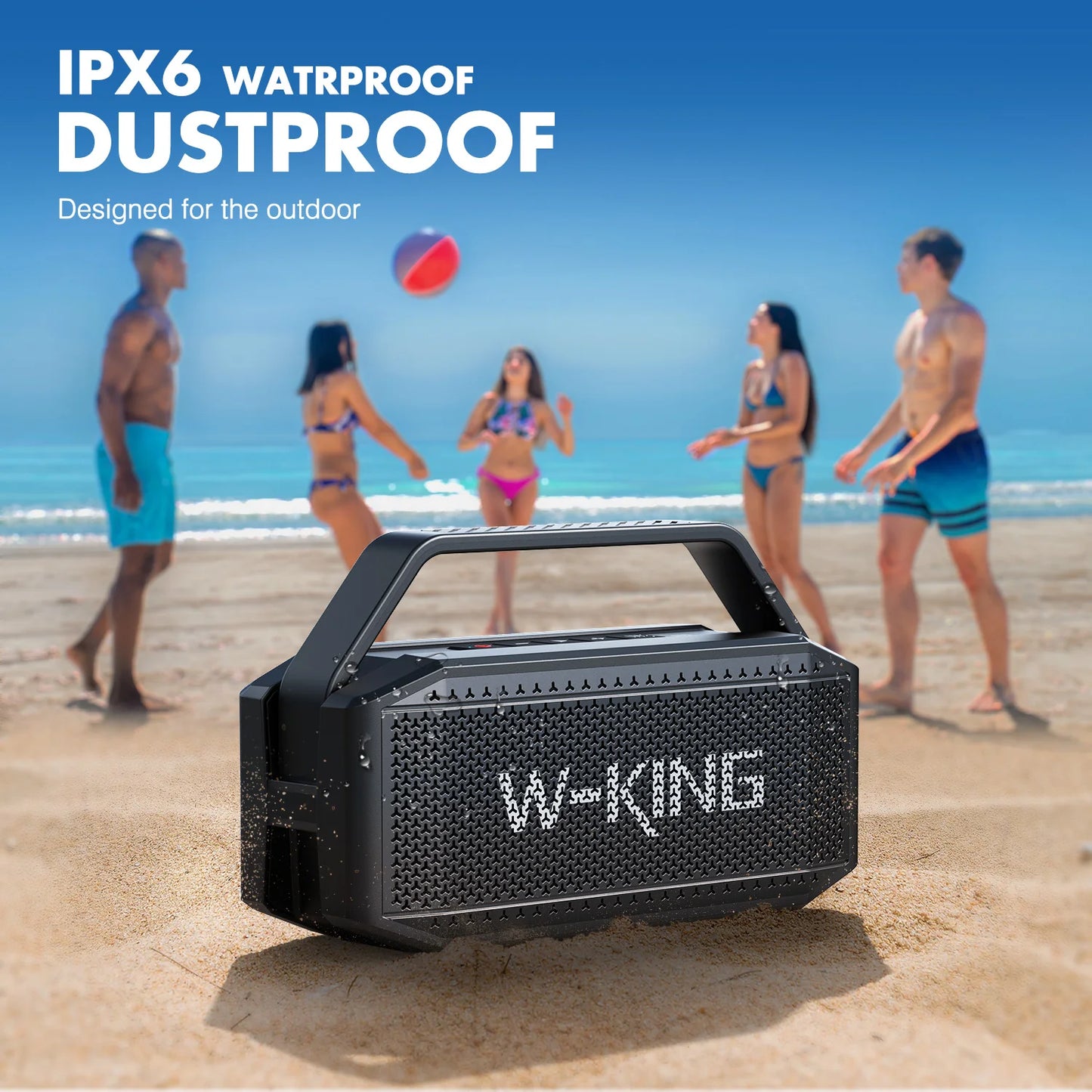 W-KING D9-1 100W Peak 60W RMS Deep Bass Bluetooth Speaker, IPX6 Portable Waterproof Loud Bluetooth Speakers Wireless with Subwoofer