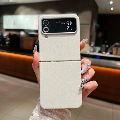 For Samsung Galaxy Z Flip 7 FE 6 5 4 3 5G Luxury Leather Case Shockproof Soft TPU Folding Phone Cover For Samsung Z Flip5 Flip6
