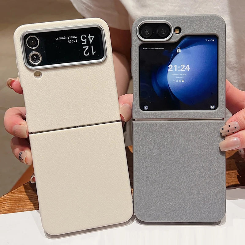 For Samsung Galaxy Z Flip 7 FE 6 5 4 3 5G Luxury Leather Case Shockproof Soft TPU Folding Phone Cover For Samsung Z Flip5 Flip6