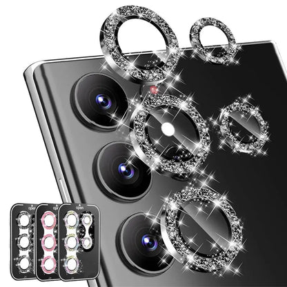 Diamond Glitter Lens Glass For Samsung Galaxy S26 Ultra Plus HD Clear Camera Protector For Samsung S25 S24 Metal Ring Lens Film