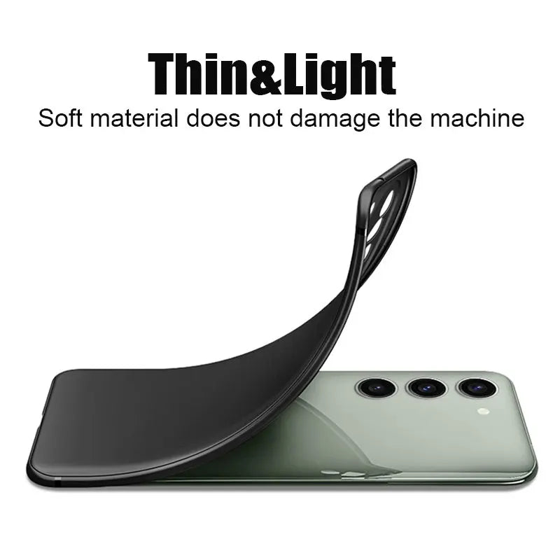 Black Phone Case For Samsung Galaxy S25 S24 Ultra S23 Fe S22 Plus S25 Edge Matte Soft Case For Samsung A56 A36 A26 A16 A06 Cover