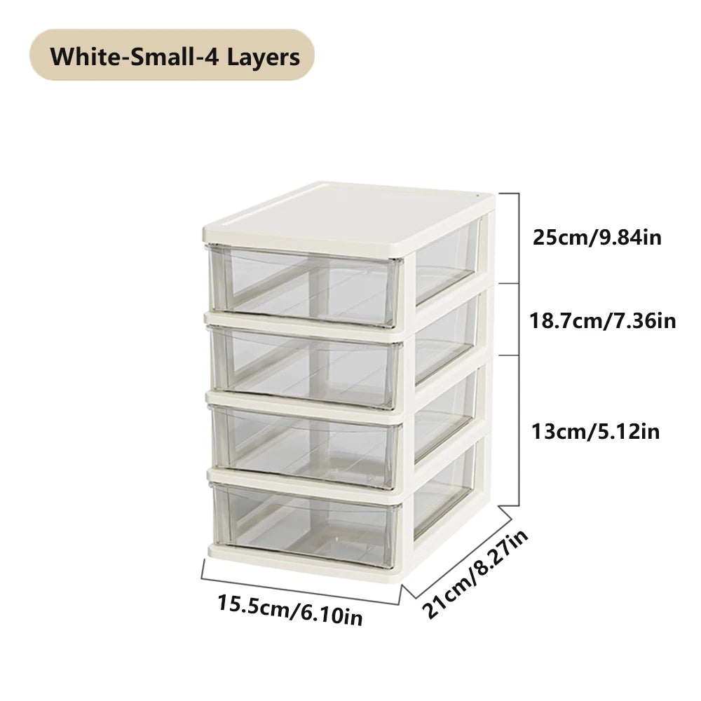 Clear Desktop Storage Box with Drawer Heightened Table Organizer Plastic Office storage cabinet  for Stationery cosmetics