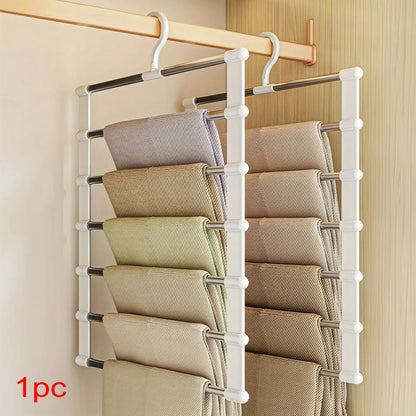 1pc Stainless Steel Space-Saving Foldable Pants Hangers for Jeans, Leggings & Trousers - Closet Organizer