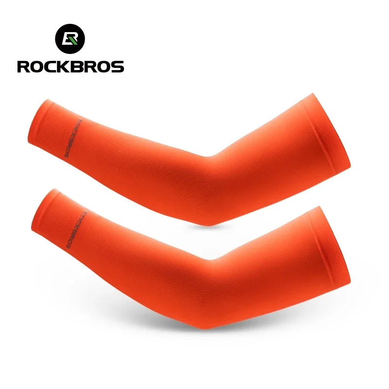 ROCKBROS  Arm Sleeve Breathable Quick Dry UV Protection Cycling Sport Sleeve Ice Fabric Sunscreen Sports Wear Fitness Arm Sleeve