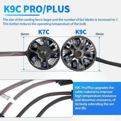 DAWN KNIGHT K9C H11 H7 H4 Very Powerful Front LED Car Lamp 6000K 4300K Efficient Cooling System H1 HB3 HB4 Lights 12V 2pcs