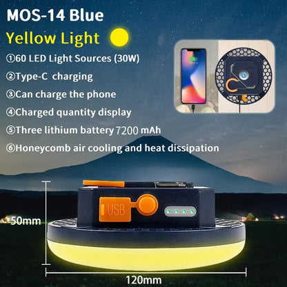 MOSLIGHTING 7200Mah LED Tent Light Rechargeable Lantern Portable Outdoor Camping Lamp Multifunctional Endurance High-Power Light