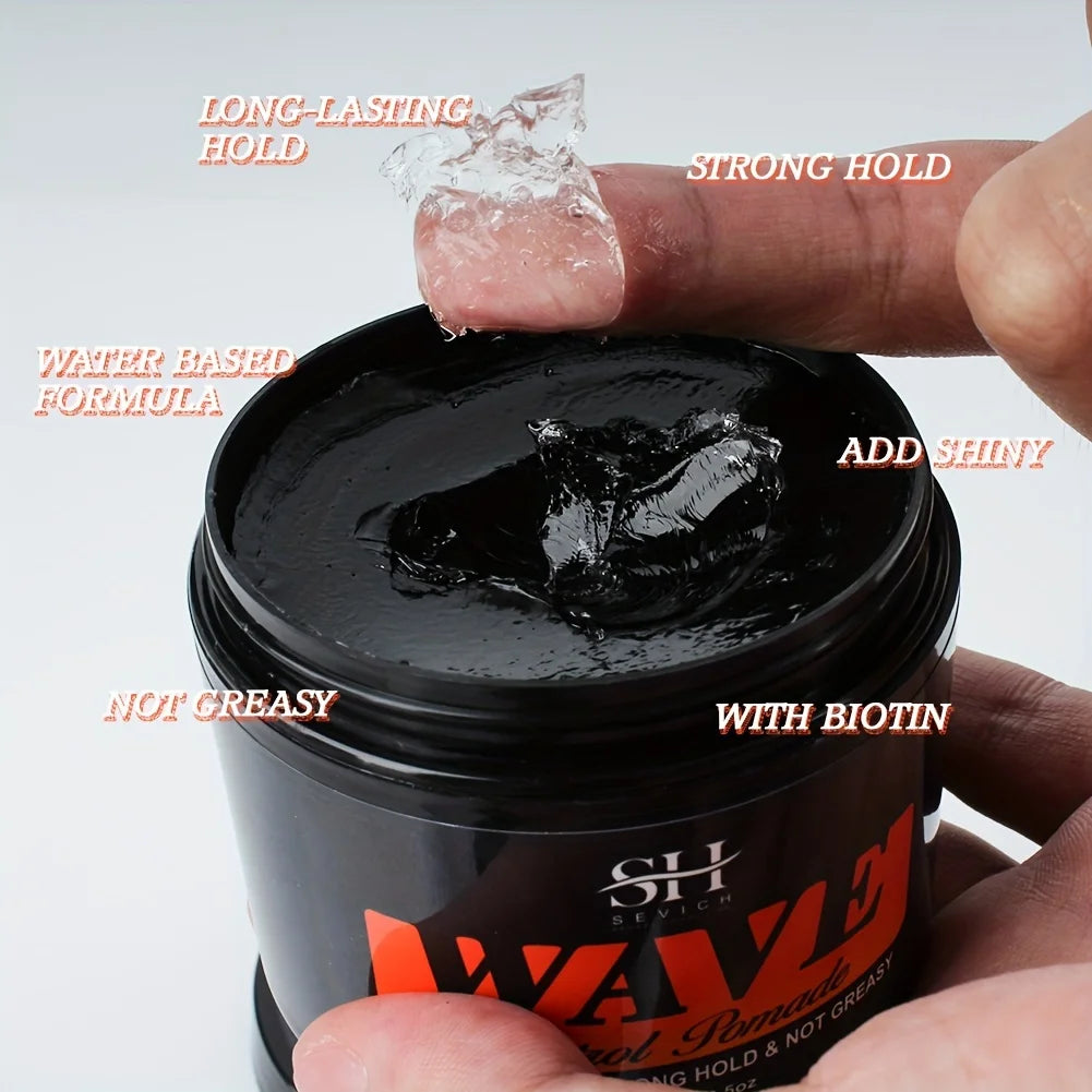 100g Waves Control Pomade Set 360 Wavy Hair Oil With Brush Natural Silky Shine Style Sport Waves Cream For African Black Men
