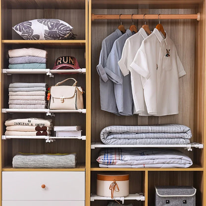 1pc Adjustable Storage Rack Without Drilling Floating Rack Divider, Used for Storage, Space Saving, Wall Mounted Wardrobe System