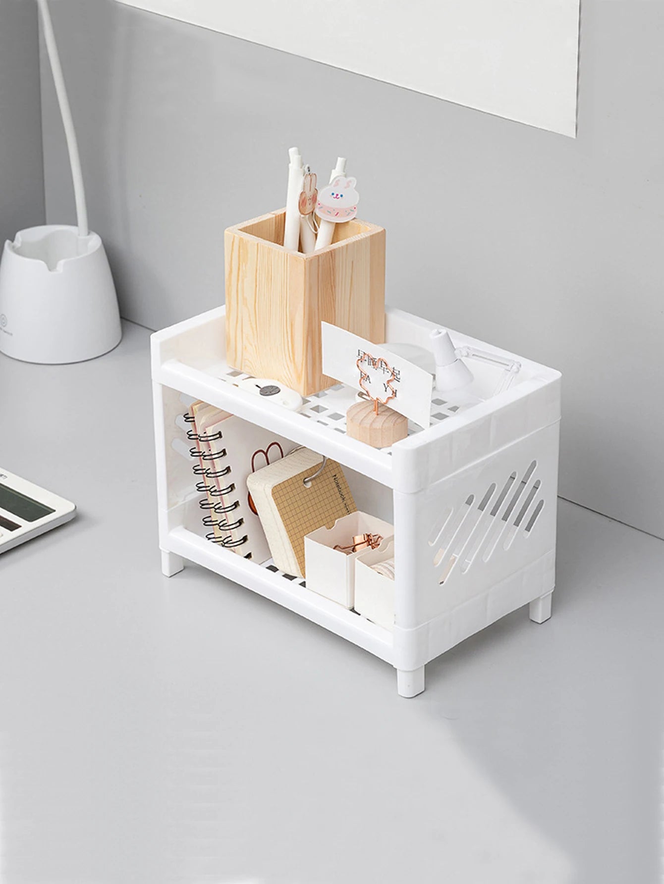 2-Tier PP Desktop Storage Rack – Desk Organizer
