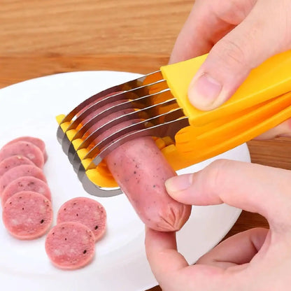 Banana Slicer, ABS + 304 Stainless Steel Fruit Salad Peeler Cutter Kitchen Tools For Banana, Hotdog, Strawberry, Cucumber