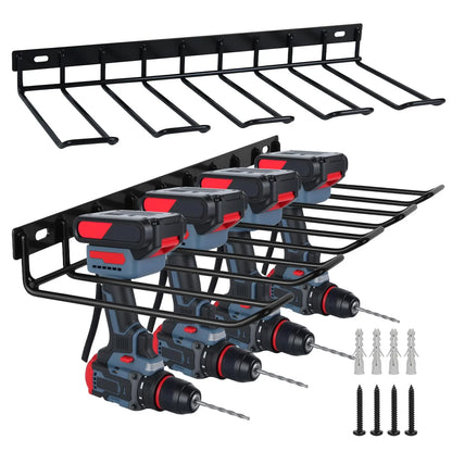 WellMade Power Tool Organizer Wall Mount, Drill Holder,  Holds 4 Tools, Easy Install with Screws & Anchors