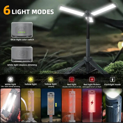 Folding Camping Light Portable Telescopic Lanterns USB Rechargeable 8000mAh Outdoor Waterproof Power Bank Lamp With Triangle Sta