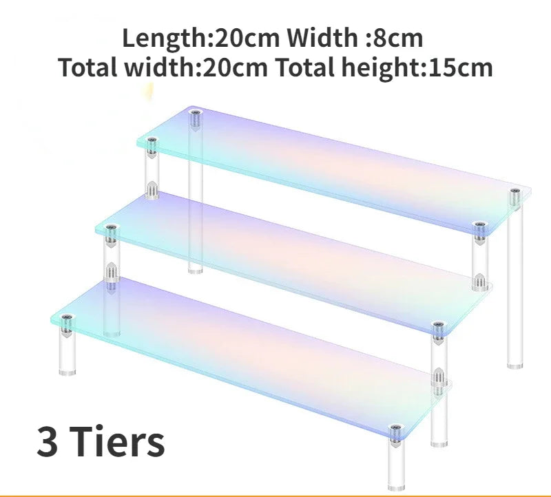 1-5 Tier Iridescent Acrylic Display Risers Stand Shelf for Figures Collectibles Cupcakes Perfumes Jewel Decorating & Organizing