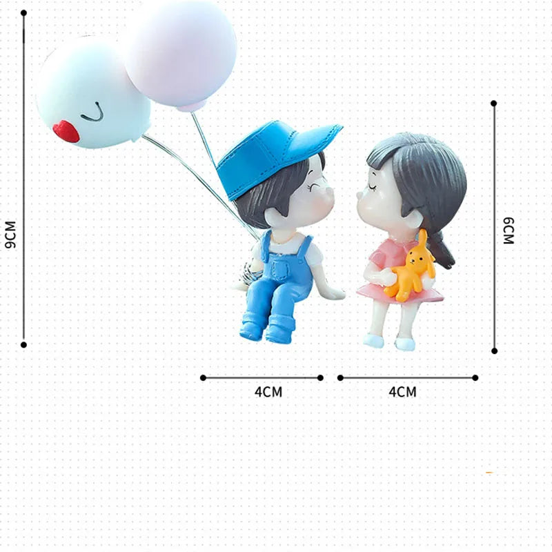 Cute Ornaments Couple Action Figurines Balloons For Car Dashboard Decoration Car Decoration Cute Cartoon Couples Action Ornament