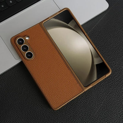 For Case Samsung Galaxy Z Fold 5 Fold4 Fold3 Fundas Luxury Litchi Genuine Leather Cases for Galaxy Fold5 Phone Cover Coque Shell