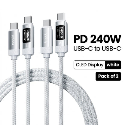 Toocki 240W USB C to USB C Cable LED Digital Display PD3.1 Fast Charging Type C to Type C Cable For Macbook iPhone 17 16 Samsung