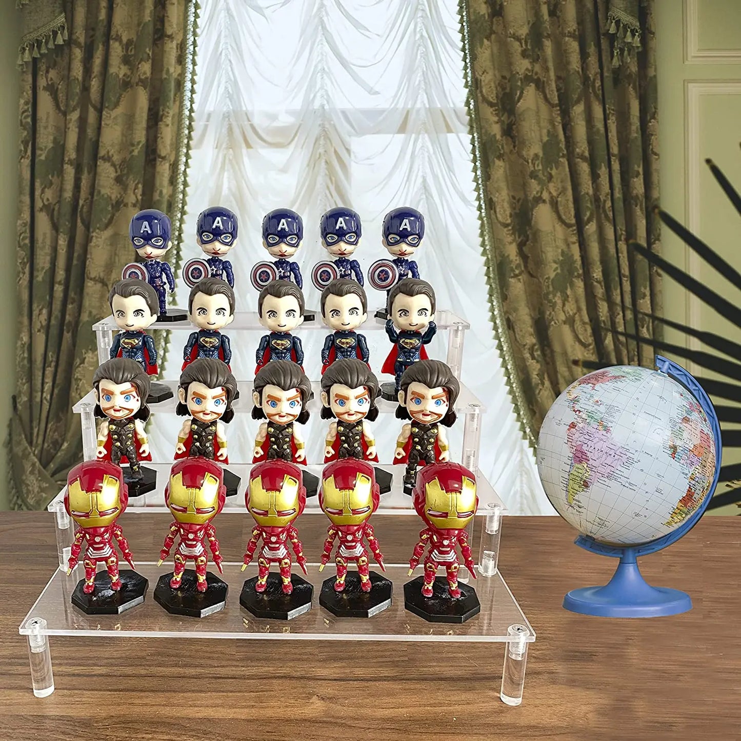 1-5 Tier Acrylic Display Stand,Clear Display Riser Rack for Cupcake,Perfume Doll Décor and Organizer Amiibo Funko POP Figures