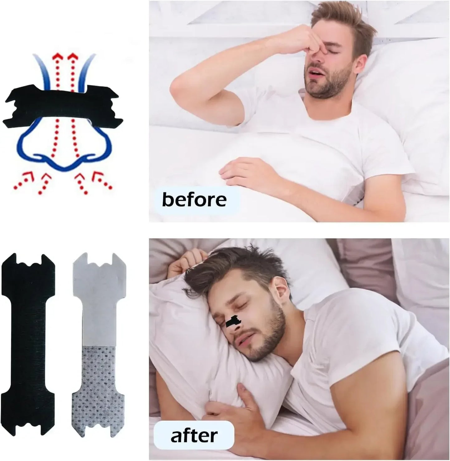 30/90/150Pcs, Anti Snoring Nose Patch, Extra Strength Nasal Strips Better Breathing Non-Invasive Easier Breath Sleep Aid Decive