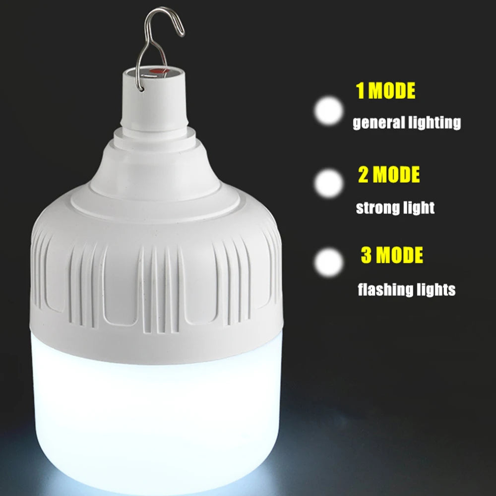 1-8pcs Portable Outdoor Camping Lights USB Rechargeable Lamp LED Emergency Bulb Hook High Power Tents Lantern Night Lights Bulb