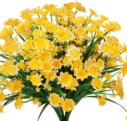 Artificial Daisies Flowers Outdoor UV Resistant Fake Foliage Plants Shrubs for Window Box Hanging Farmhouse Indoor Outside Decor