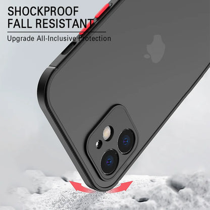 Luxury Shockproof Armor Matte Case For iPhone 11 12 13 Pro Max XR XS X 7 8 Plus SE Mini Silicone Bumper Clear Hard PC Cover