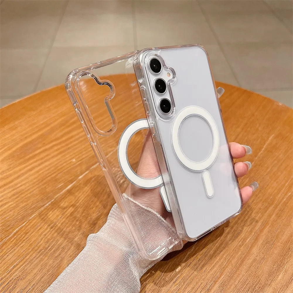Magnetic Wireless Charging Case for Samsung Galaxy A17 A37 A57 A16 A36 A56 A35 A55 S21 S23 S24 S25 FE S26 Plus Ultra Clear Cover