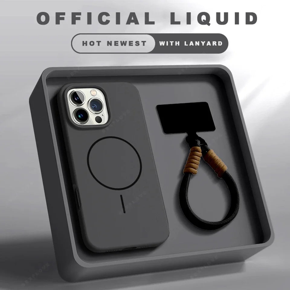 Magnetic Silicone MagSafe iPhone Case with Lanyard