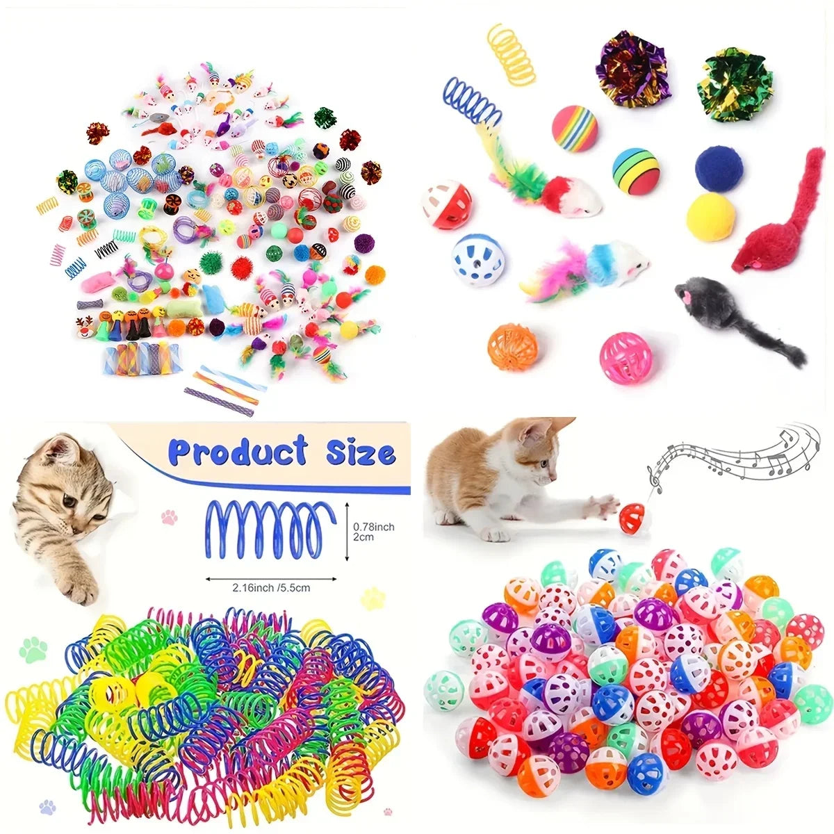 Cat Toys Mixed Pack – Plastic & Plush Variety Set