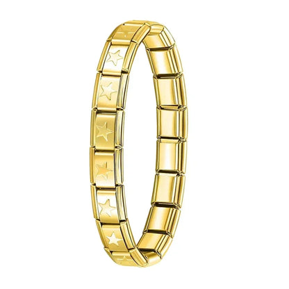 Hapiship Italian Elastic Charm Bracelet – 9mm Stainless Steel Fashion Bangle for Women & Men