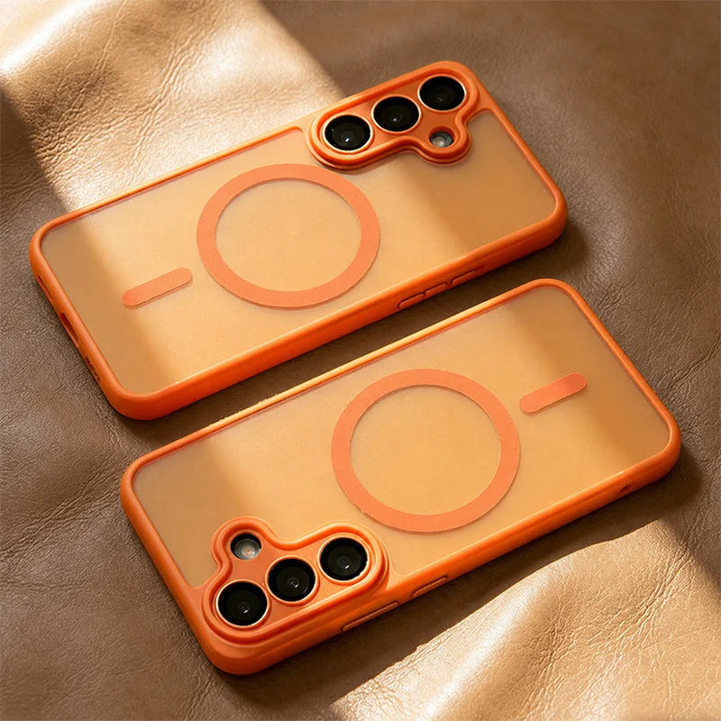Luxurious Magsafe magnetic phone case, For Samsung A57 A37 A56 A36 A16 A17 A26 S26 Ultra S25FE S24 , lens protection cover