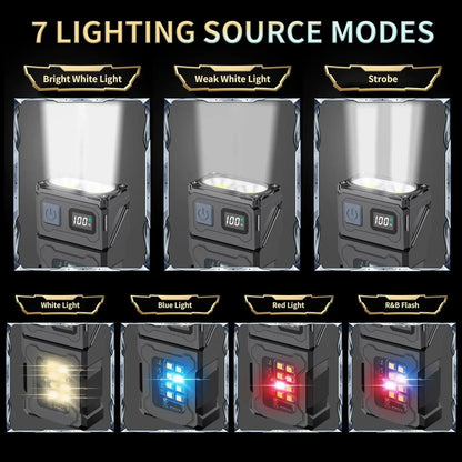 MINI USB Rechargeable LED Flashlight Portable Tail Magnet Work Light Super Bright Camping Lantern Side COB Emergency Torch Light