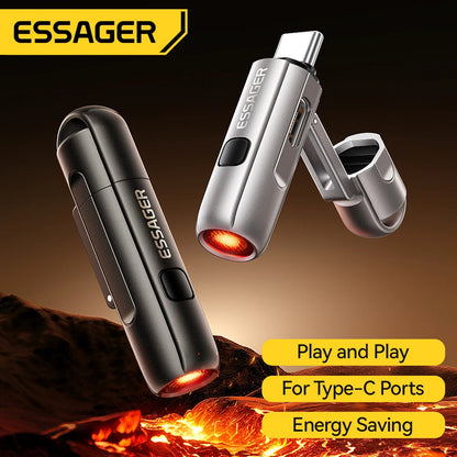 Essager 2-in-1 Type-C Portable Mini Cigarette Lighter with Air Blowing Function Outdoor Safety USB-C Adapter