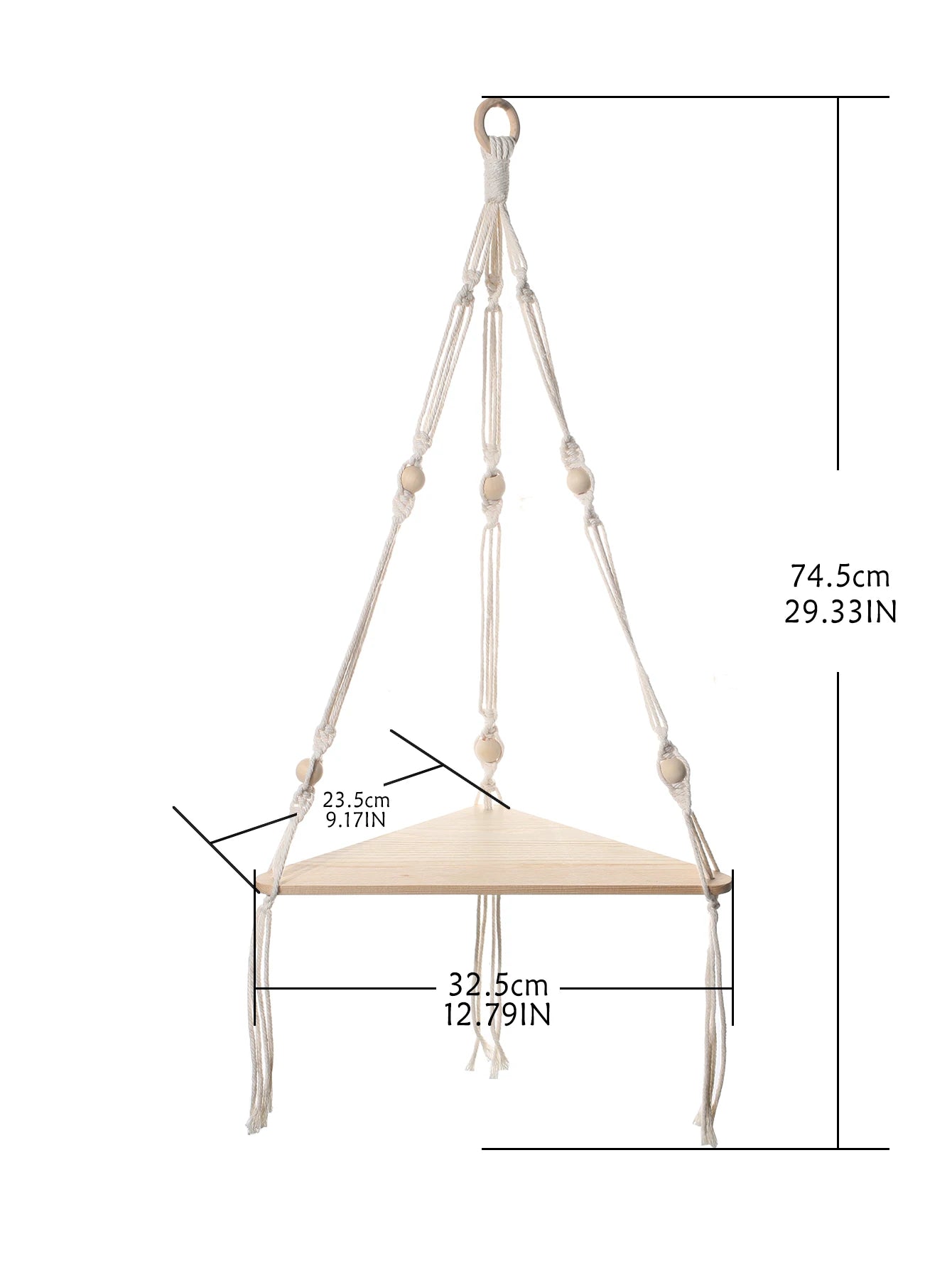 Wooden Floating Corner Shelf — Boho Wall Organizer