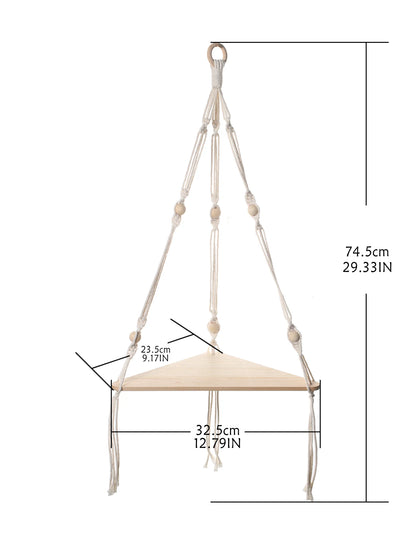 Wooden Floating Corner Shelf — Boho Wall Organizer